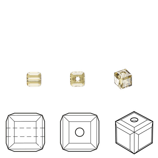 Bead 48pk dark jonquil, Crystal Passions® 4mm faceted cube 5601 image number 0