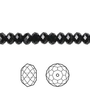 Bead 144pk jet, Crystal Passions® 6x4mm rondelle 5040