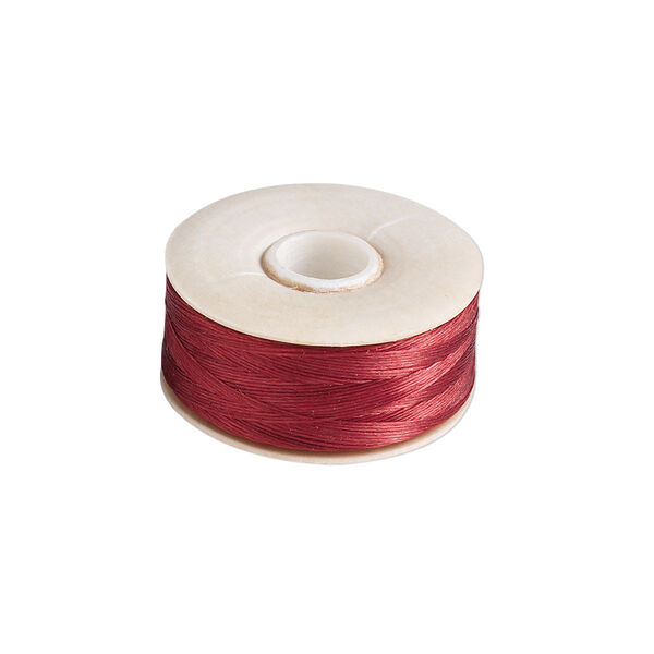 Thread, Nymo®, nylon, red, size O. Sold per 90-yard bobbin. image number 0