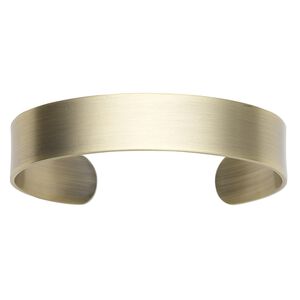 Bracelet component, cuff, antique gold-plated steel, 1/2 inch wide, adjustable from 6-1/2 to 7 inches. Sold individually.