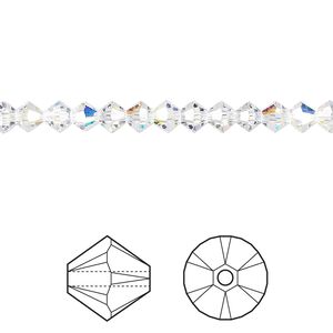 Bead 48pk crystal AB, Crystal Passions® 4mm bicone 5328