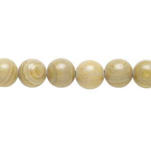 Landscape stone (limestone) 1pkg1, round bead natural, 15 inch 8-9mm