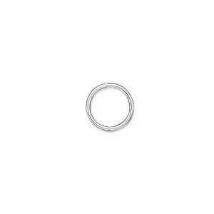 Jump ring, silver-plated brass, 10mm soldered round, 8mm inside diameter, 18 gauge. Sold per pkg of 100.