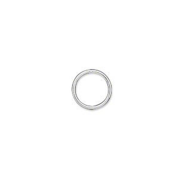 Jump ring, silver-plated brass, 10mm soldered round, 8mm inside diameter, 18 gauge. Sold per pkg of 100. image number 0