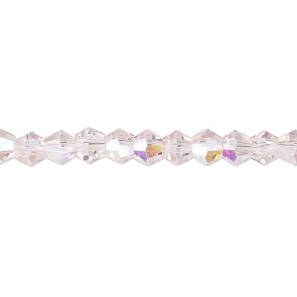 Bead 1pk transparent pink AB, Celestial Crystal® 6mm bicone 15.5-16 inch image number 0