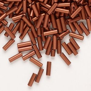 Bead, Preciosa Ornela Czech glass, bugle bead, pkg/50g, #3, soft dark copper metallic opaque alabaster, (01750).