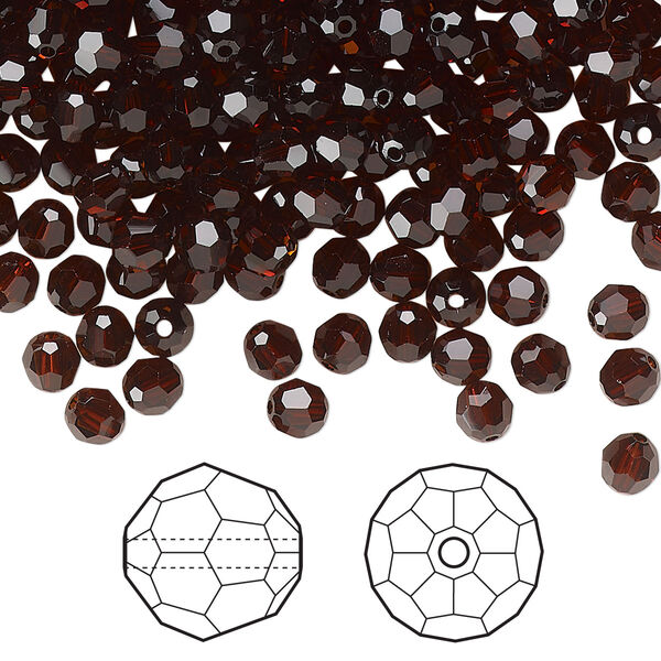 Bead 144pk smoked amber, Crystal Passions® 4mm round 5000 image number 0