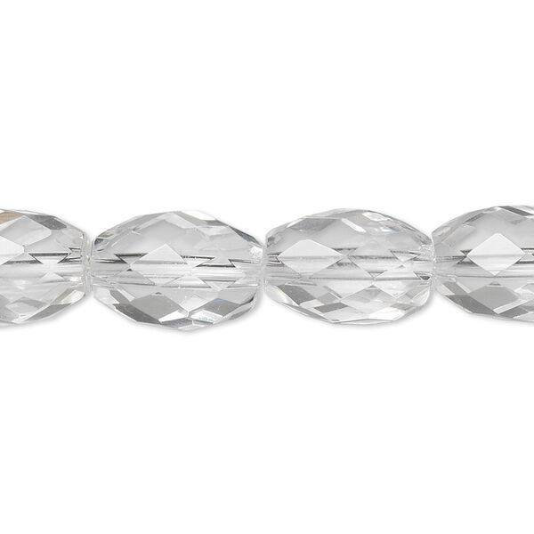 Quartz crystal 1pkg1, faceted oval bead natural 8 inch 14x10mm image number 0