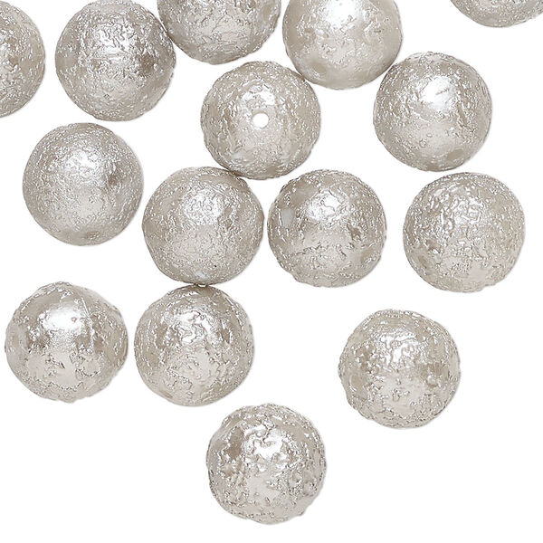Bead, Czech pearl-coated glass, pewter, 10mm textured round. Sold per pkg of 20. image number 0