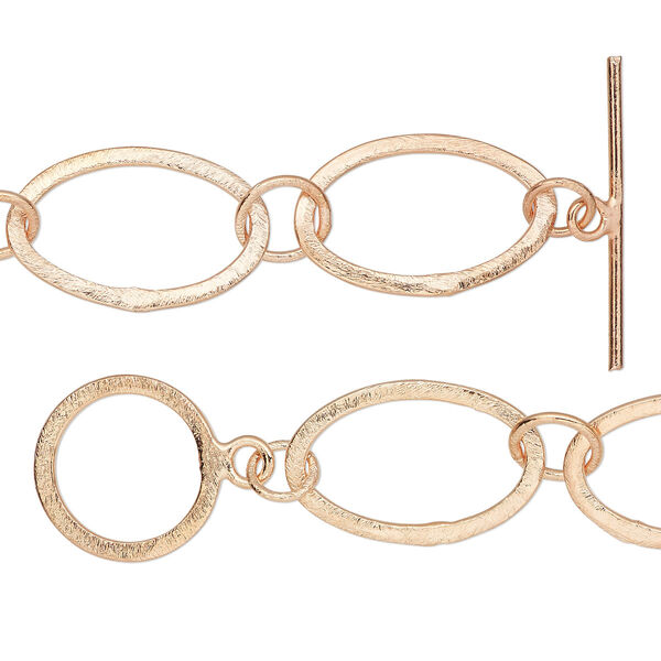 Chain, brushed copper, 16mm long and short flat oval, 36 inches with toggle clasp. Sold individually. image number 0