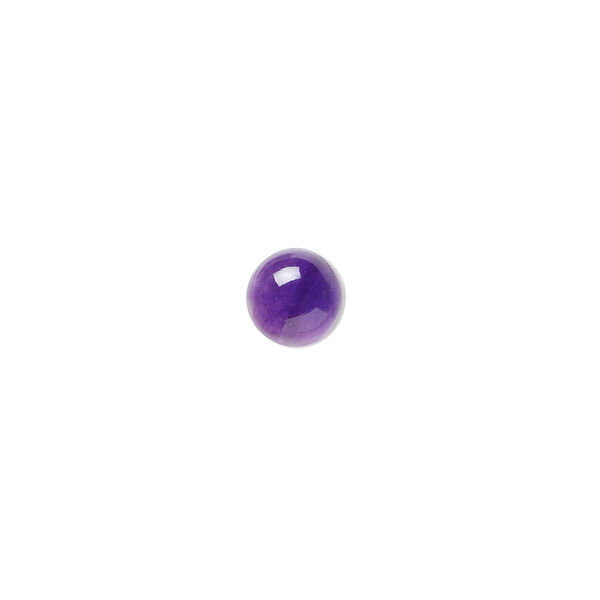 Cabochon, amethyst (natural), 8mm hand-cut calibrated round, B grade, Mohs hardness 7. Sold per pkg of 4. image number 0