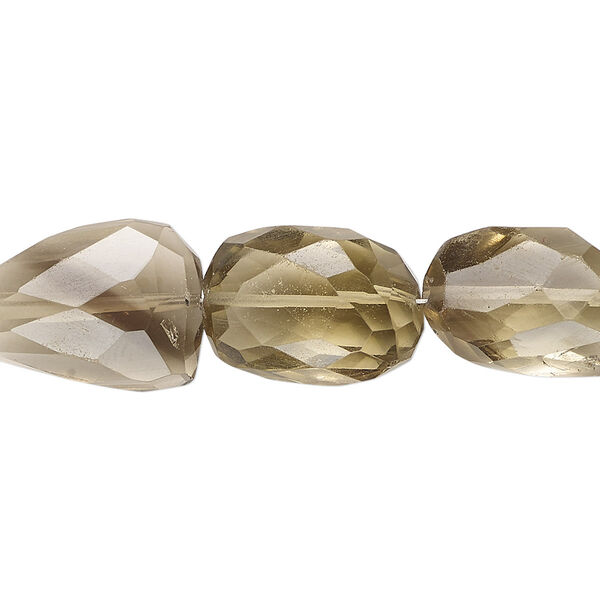 Bead, smoky lemon quartz (heated / irradiated), medium to large hand-faceted nugget, Mohs hardness 7. Sold per 8-inch strand. image number 0