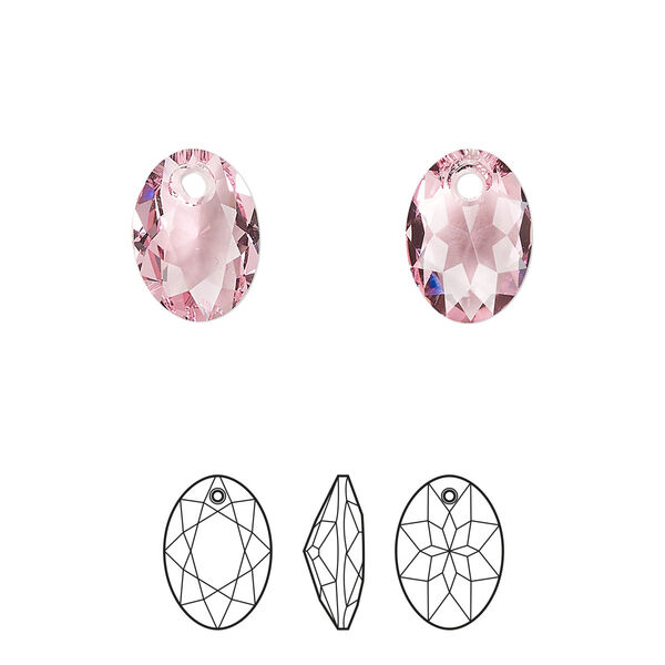 Drop 2pk light rose, Crystal Passions® 11.5mm pendant elliptic cut 6438 image number 0