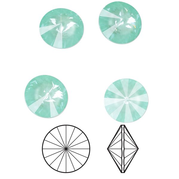 Chaton 144pk crystal soft mint ignite, Swarovski® 12mm rivoli 1122 image number 0