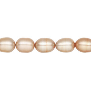 Freshwater pearl 1pkg1 rice, 15 inch sienna and satin sand 7mm cultured
