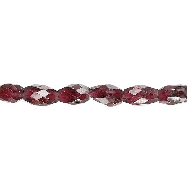 Rhodolite garnet 1pkg1, hand-cut faceted puffed oval bead 14 inch 7x4mm-9x6mm image number 0