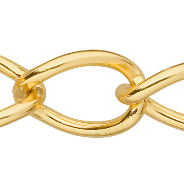 Chain, anodized aluminum, gold, 23mm curb. Sold per pkg of 5 feet. image number 0