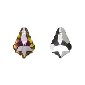 Drop, glass, opaque sunset clear 16x11mm baroque. Sold per pkg of 10.