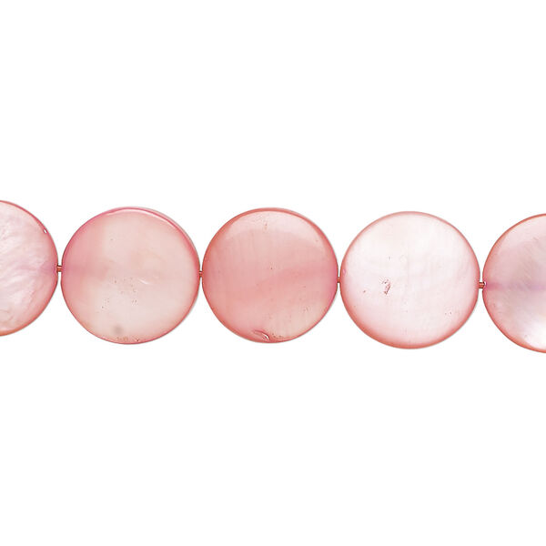 Mother-of-pearl shell 1pkg1, puffed flat round bead 15 inch dark blush 11-12mm image number 0