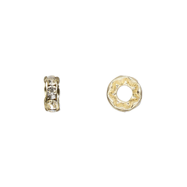 Bead 144pk crystal gold plate, Preciosa Czech crystal 8x3.5mm rondelle image number 0