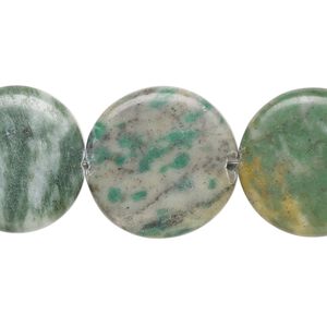 Multi-gemstone 1pkg1, puffed flat round bead natural 15 inch 18-20mm