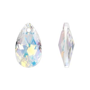 Drop 24pk crystal AB, Crystal Passions® 22x13mm pendant pear 6106