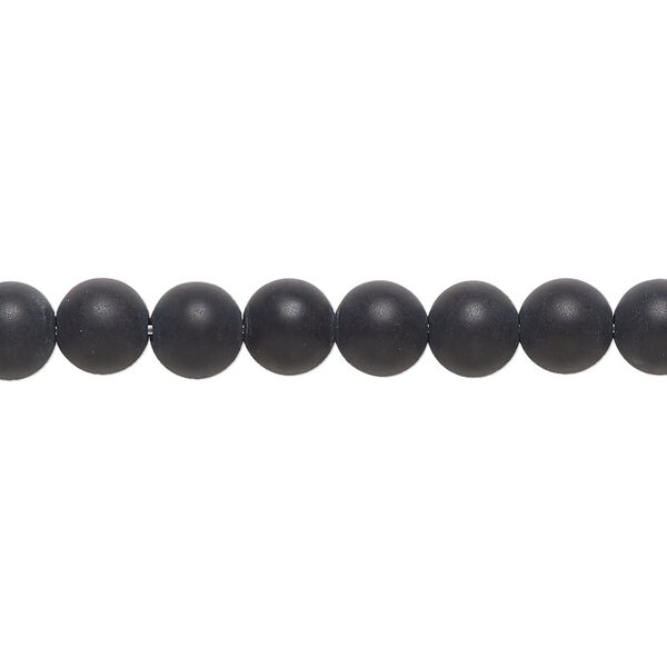 Bead, black onyx (dyed), matte, 6mm round, B grade, Mohs hardness 6-1/2 to 7. Sold per 15-1/2" to 16" strand. image number 0