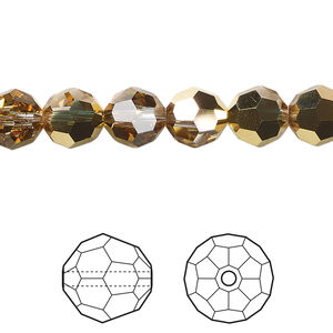 Bead 1pkg144 crystal aurum, Crystal Passions® 8mm round 5000