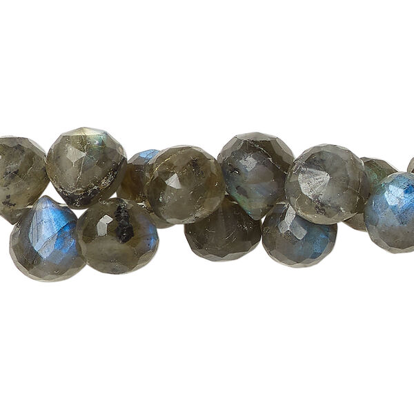 Labradorite 1pkg60, hand-cut top-drilled faceted teardrop bead natural 7x7mm image number 0