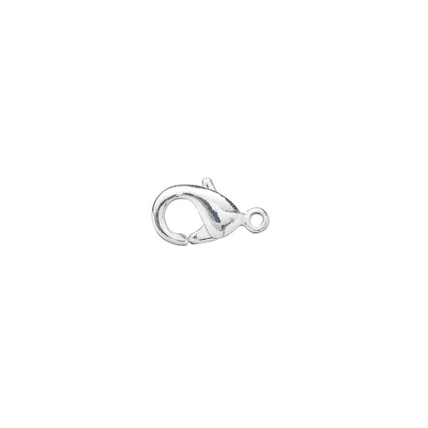 Clasp, lobster claw, silver-plated brass, 10x6mm. Sold per pkg of 10. image number 0