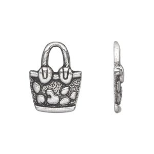 Charm, antique silver-plated "pewter" (zinc-based alloy), 20x15mm single-sided purse. Sold per pkg of 20.