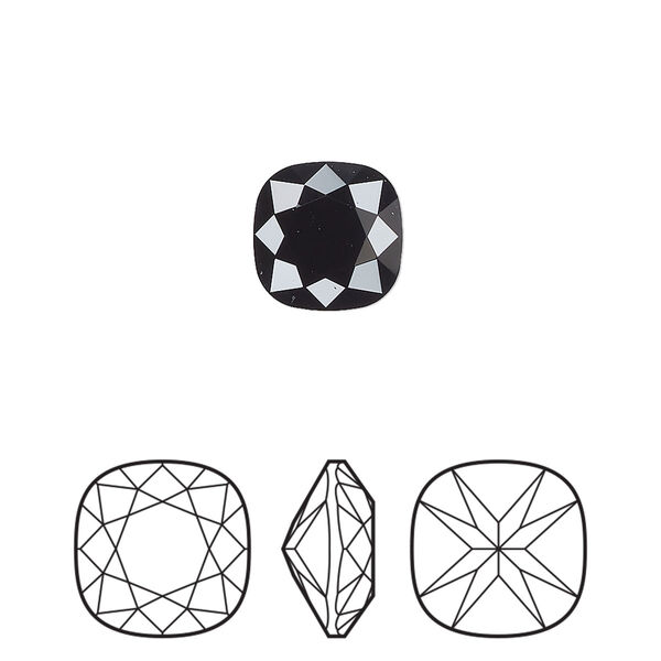 Fancy stone 2pk jet, Preciosa MAXIMA Czech crystal rhinestone 10mm cushion square image number 0