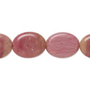 Rhodonite 1pkg1, flat oval bead natural 8 inch 16x13mm
