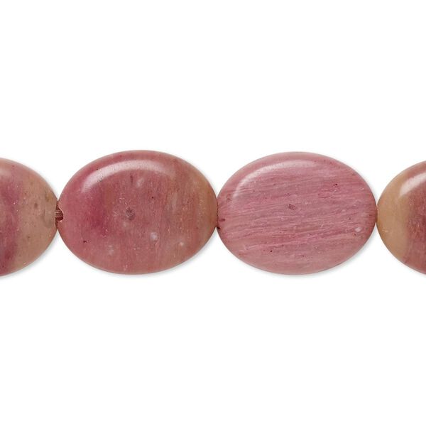 Rhodonite 1pkg1, flat oval bead natural 8 inch 16x13mm image number 0