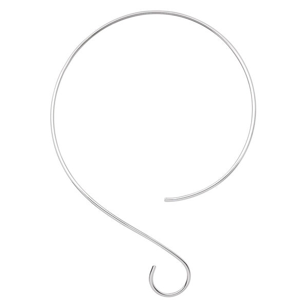 Neckwire, silver-plated brass, 2mm round with smooth curve, 15 inches. Sold individually. image number 0