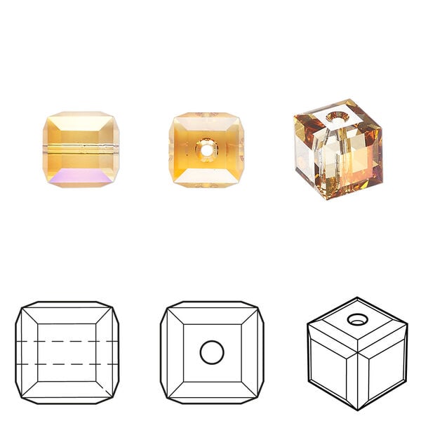 Bead 1pkg96 dark orange TCF™, Swarovski®, 8mm faceted cube 5601 image number 0