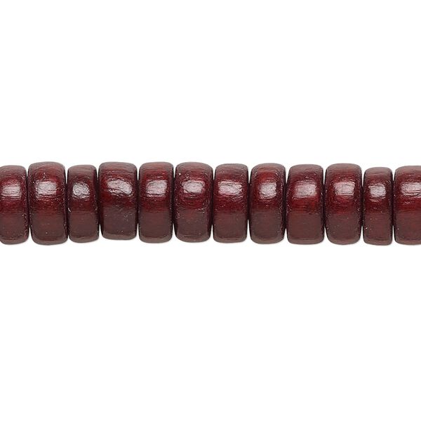 Bead 1pkg1, Taiwanese cheesewood (dyed / waxed), dark brown, 8x4mm rondelle, 15-1/2 to 16 inches. image number 0