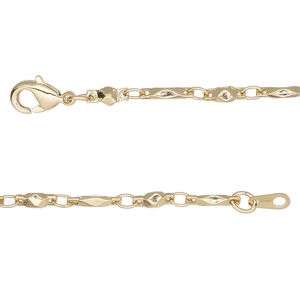 Chain 1pkg1 bar & link, 3mm / lobster claw clasp, gold-finished brass 20 inch