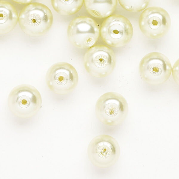 Glass 1pkg1, round bead 2 ounce pale yellow 8mm image number 0