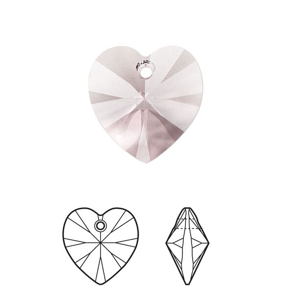 Drop 2pk light amethyst, Crystal Passions® 18mm pendant heart 6228 image number 0