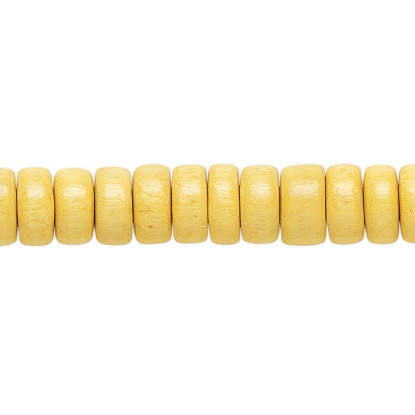 Bead, Taiwanese cheesewood (dyed / waxed), dark yellow, 8x4mm rondelle. Sold per pkg of (2) 15-1/2" to 16" strands. image number 0