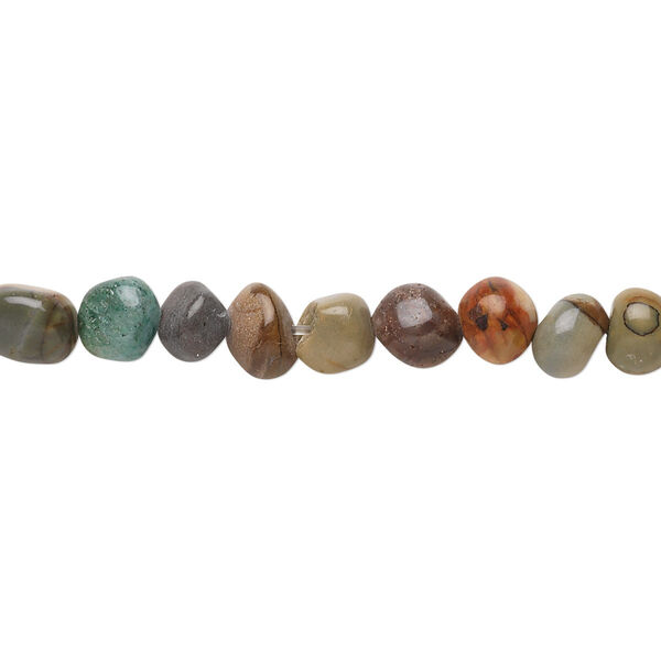 Bead, red creek jasper (stabilized), small pebble, Mohs hardness 6-1/2 to 7. Sold per 15-1/2" to 16" strand. image number 0