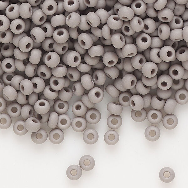 Seed bead, Preciosa Ornela Czech glass, pkg/50g, #8 rocaille, opaque matte grey, (43020). image number 0
