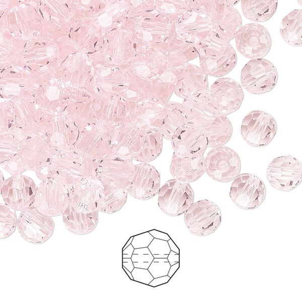 Bead 144pk pink sapphire, Preciosa Czech crystal 5mm round image number 0