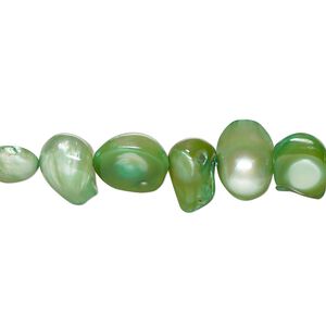 Pearl, cultured freshwater (dyed), shamrock, 7x5mm-18x10mm baroque with 0.4mm hole, D grade, Mohs hardness 2-1/2 to 4. Sold per 15-inch strand.