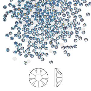 Flat back 144pk denim blue AB foil back, Preciosa MAXIMA Czech crystal rhinestone 1.7-1.9mm chaton rose round SS5