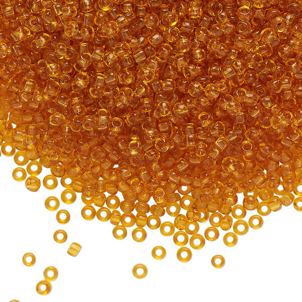 Seed bead, glass, pkg/50g, #10 rocaille, transparent topaz. image number 0