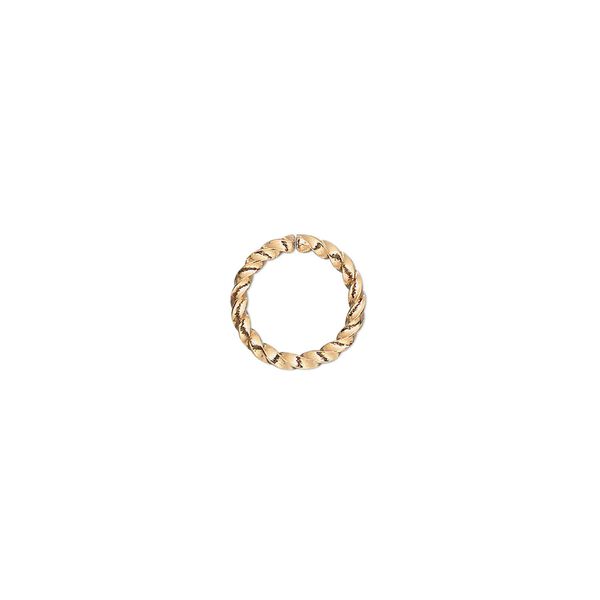 Jump ring, gold-plated brass, 10mm twisted round, 8mm inside diameter, 16 gauge. Sold per pkg of 1,000. image number 0