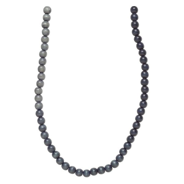 Bead 1pkg1, Taiwanese cheesewood (dyed / waxed), black ombre, 7-8mm round, 15-1/2 to 16 inches. image number 0