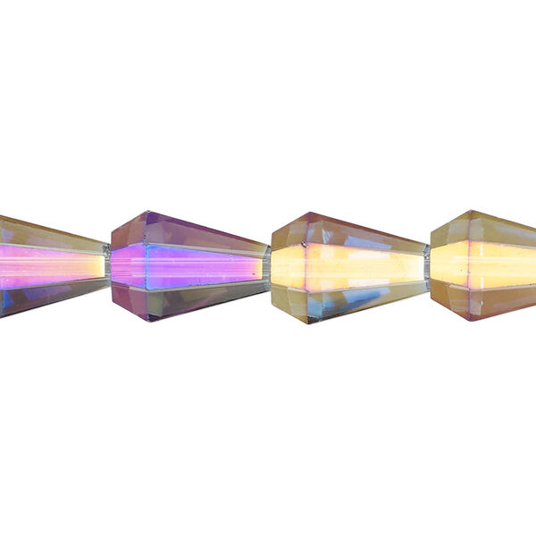 Bead, glass, crystal vitrail, 13x9mm faceted teardrop. Sold per 15-1/2 to 16-inch strand. image number 0